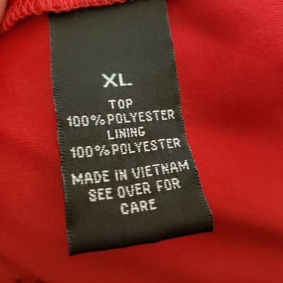 AB Studio XL Top Blouse Red Crochet Lace Neck Long Sleeve Pullover Chiffon - Picture 6 of 6